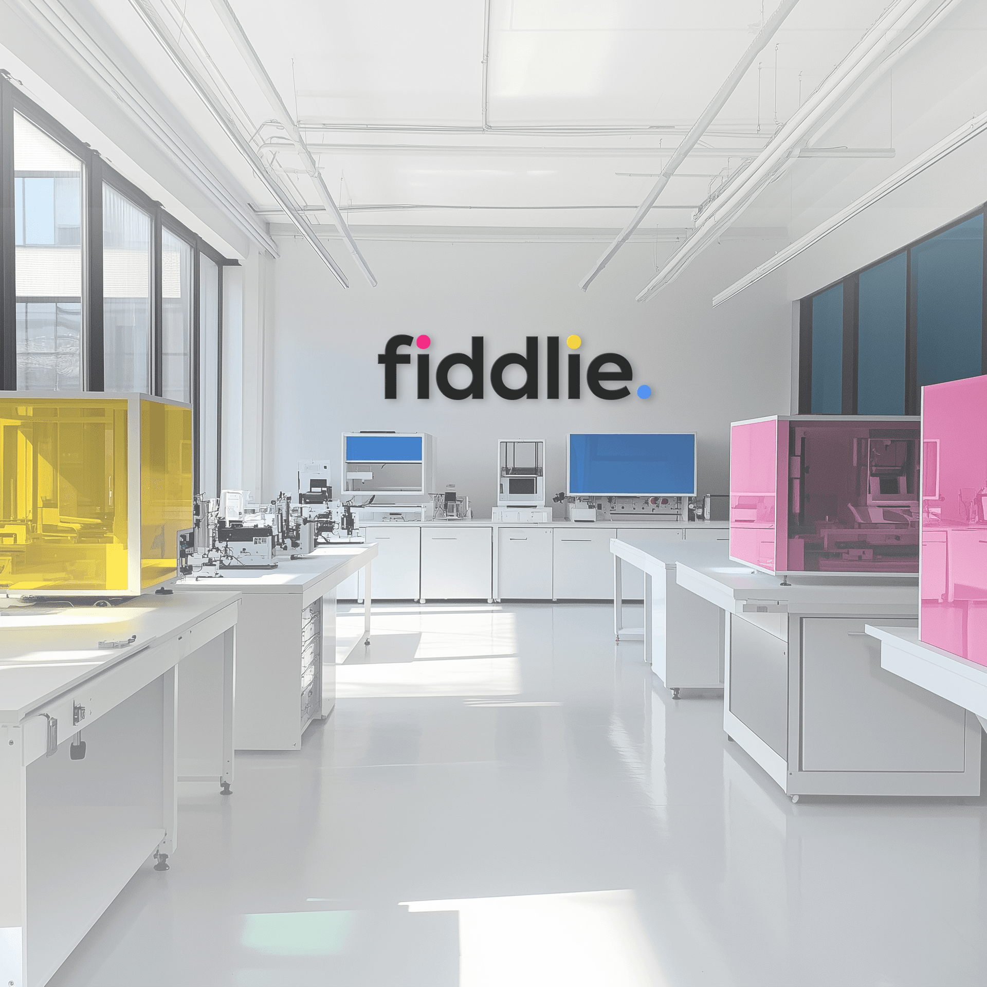 Prototyping lab with Fiddlie on the wall