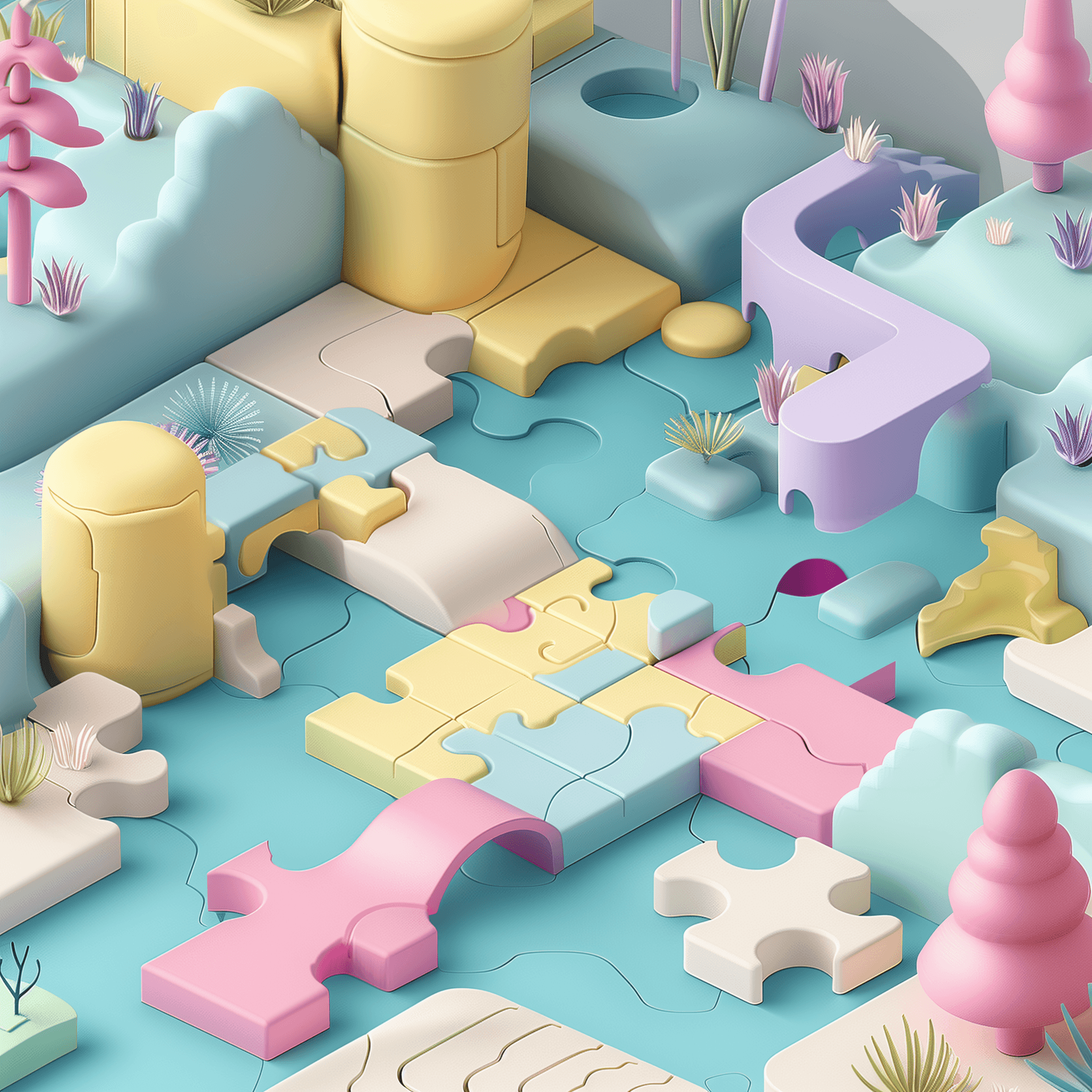 Puzzle pieces making up a path to follow